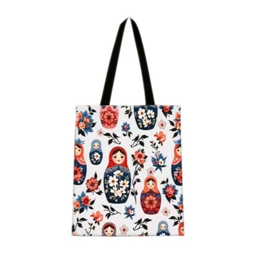 Russian Nesting Doll Print Tote Bag Shopping Travel Shoulder Bag Polyester NEW